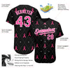 Custom Black Pink-White 3D Pink Ribbon Breast Cancer Awareness Month Women Health Care Support Authentic Baseball Jersey