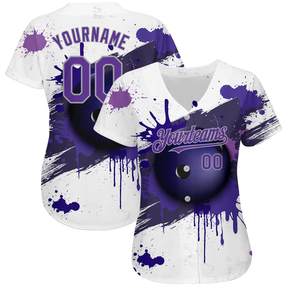 Custom Purple White-Black Authentic Baseball Jersey Men's Size:XL