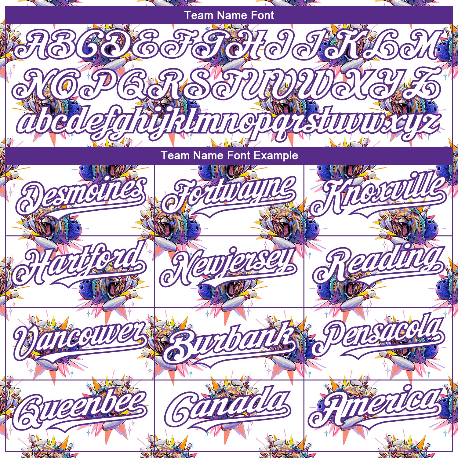 Custom White Purple 3D Pattern Design Growling Lion Among The Bowling Authentic Baseball Jersey
