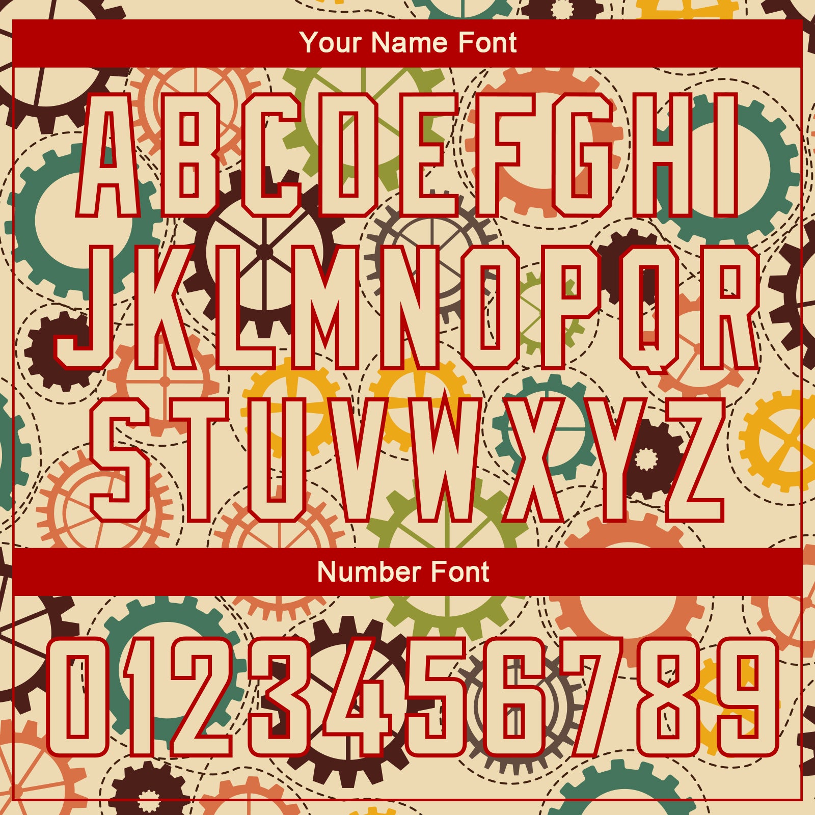 Custom Cream Red 3D Pattern Design Vintage Gears Authentic Basketball Jersey