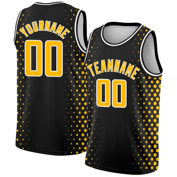 Custom Black Gold-White Halftone Authentic City Edition Basketball Jersey