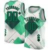 Custom White Kelly Green-Black 3D Pattern Design Geometric Shapes Authentic City Edition Basketball Jersey
