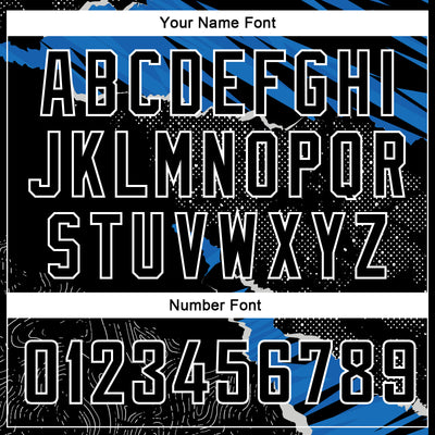 Custom Black Blue-White 3D Pattern Design Torn Paper Style Authentic Basketball Jersey