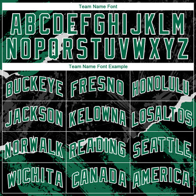 Custom Black Kelly Green-White 3D Pattern Design Torn Paper Style Authentic Basketball Jersey