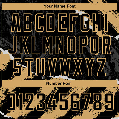 Custom Black Old Gold 3D Pattern Design Torn Paper Style Authentic Basketball Jersey