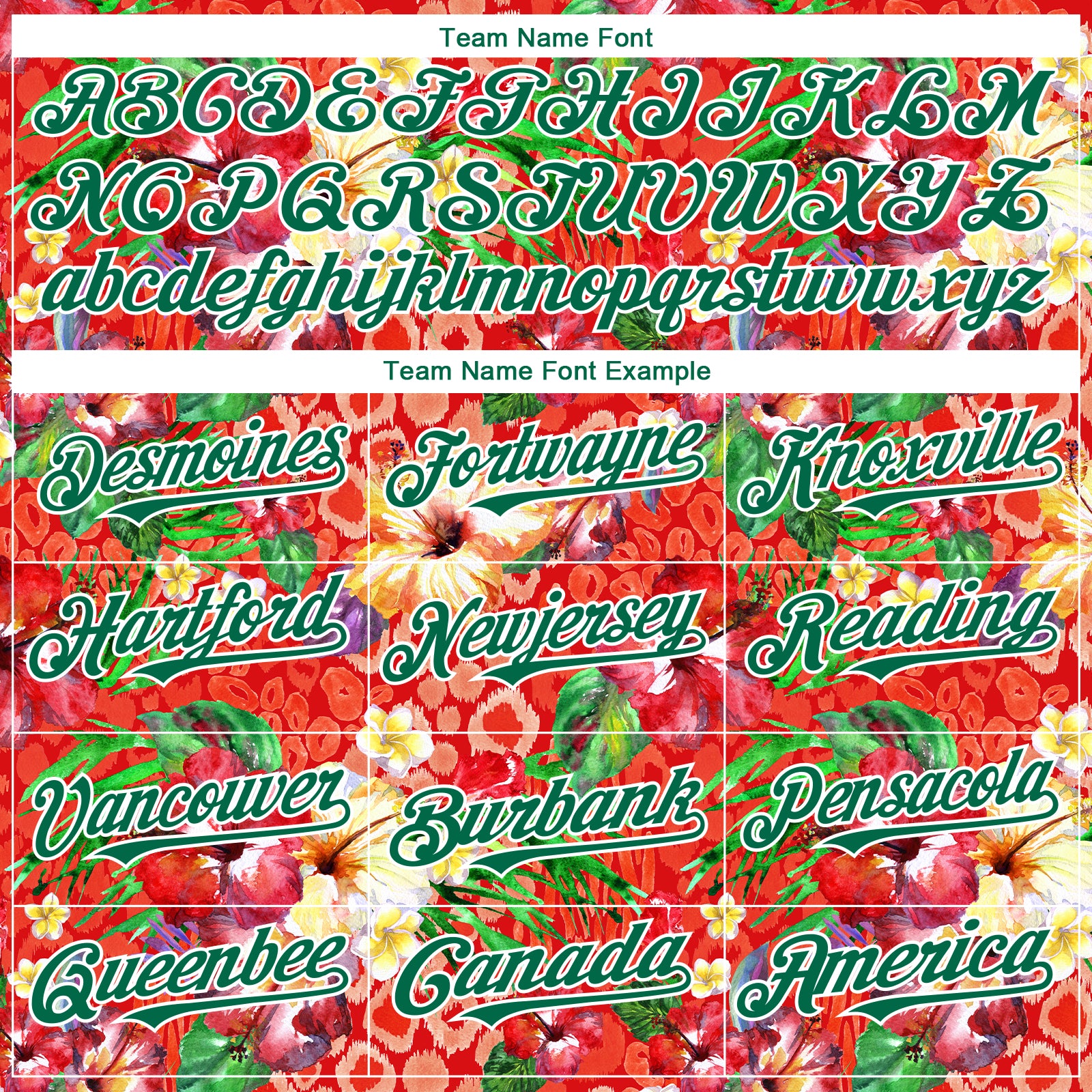 Custom Red Kelly Green-White 3D Pattern Design Northeast China Big Flower Authentic Baseball Jersey