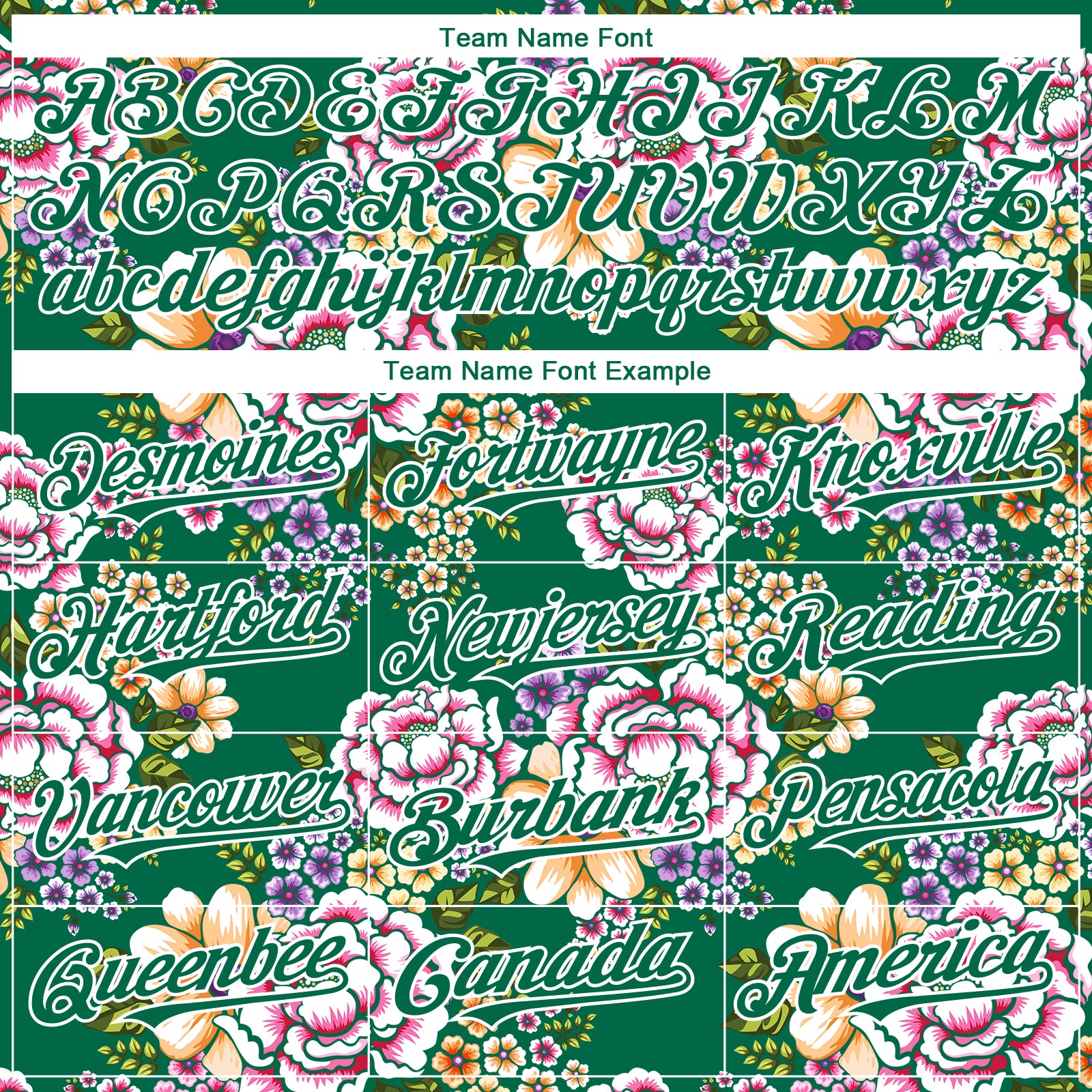 Custom Kelly Green White 3D Pattern Design Northeast China Big Flower Authentic Baseball Jersey