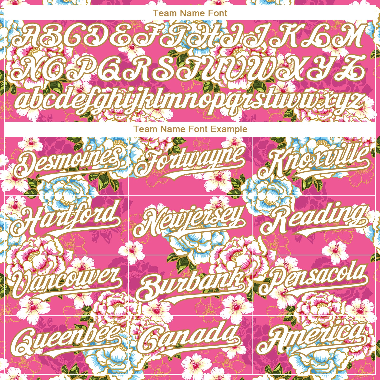 Custom Hot Pink White-Old Gold 3D Pattern Design Northeast China Big Flower Authentic Baseball Jersey