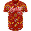 Custom Red White 3D Pattern Design Northeast China Big Flower Authentic Baseball Jersey