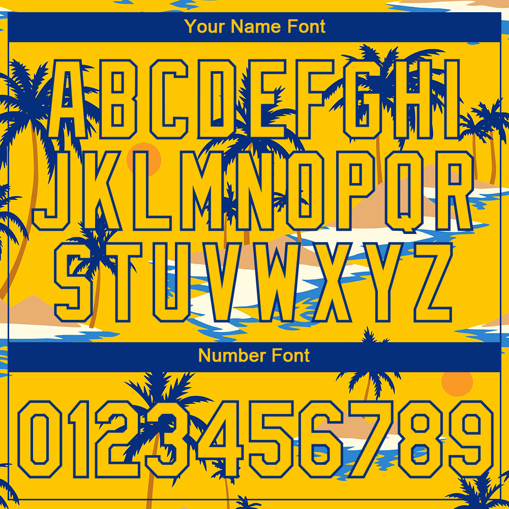 Custom Yellow Royal 3D Pattern Design Sun Beach Hawaii Palm Trees Performance T-Shirt