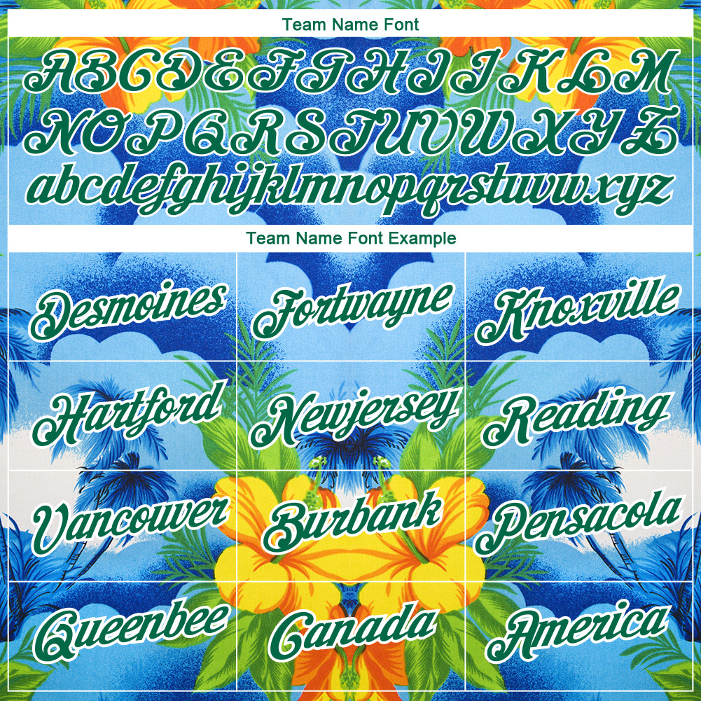 Custom White Kelly Green 3D Pattern Design Beach Hawaii Palm Trees And Flowers Performance T-Shirt