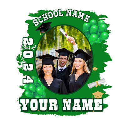 Custom White Green 3D Graduation Performance T-Shirt