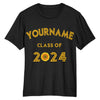 Custom Black Gold 3D Graduation Performance T-Shirt