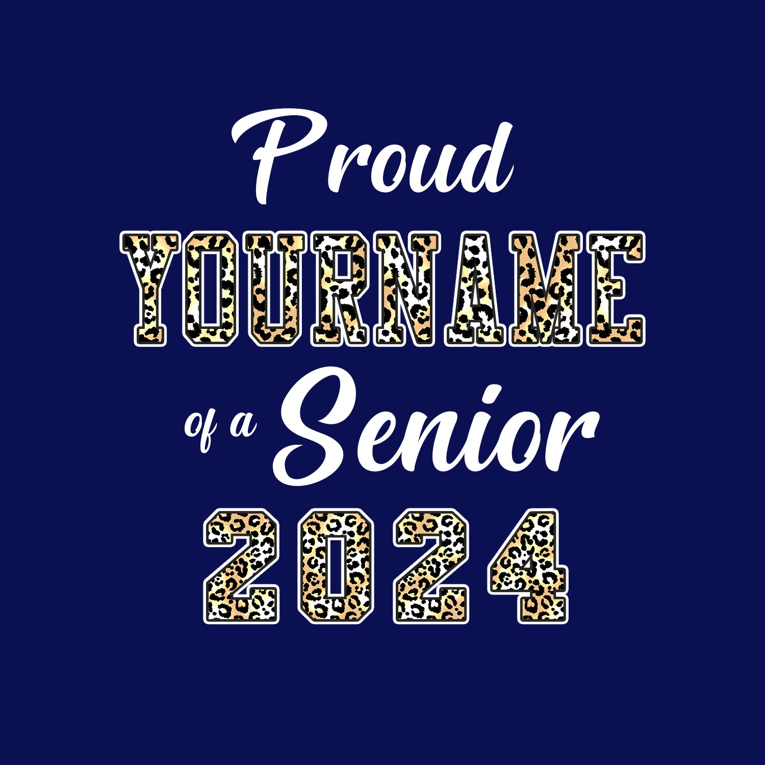 Custom Navy Leopard Print-Black 3D Graduation Performance T-Shirt