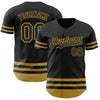 Custom Black Old Gold Line Authentic Baseball Jersey