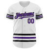 Custom White Purple-Black Line Authentic Baseball Jersey