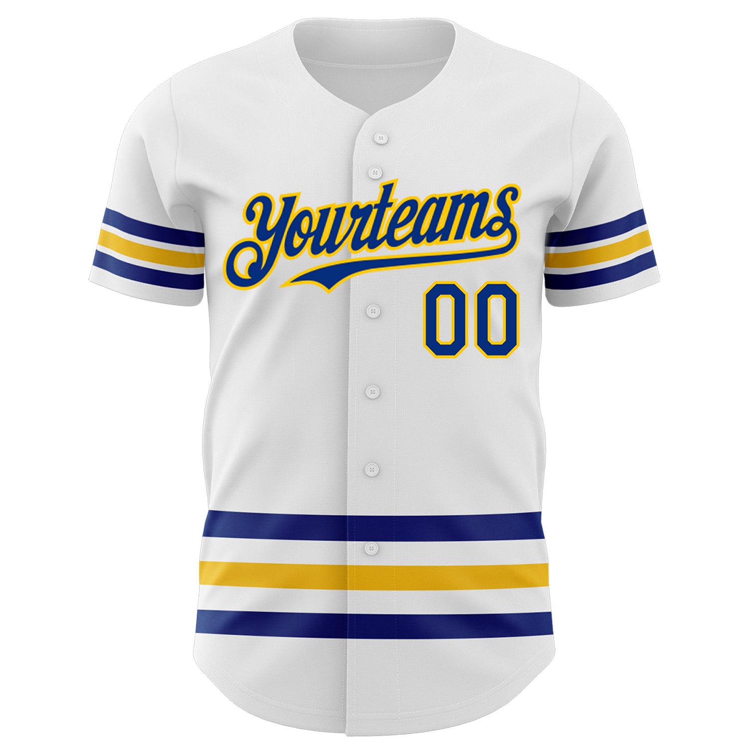 Custom White Royal-Yellow Line Authentic Baseball Jersey