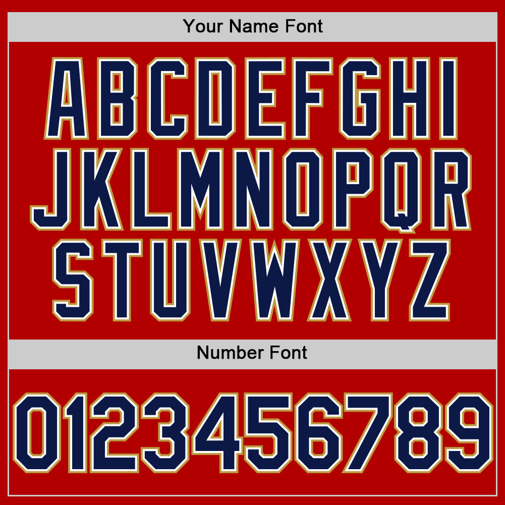 Custom Red Navy-Old Gold Line Authentic Baseball Jersey