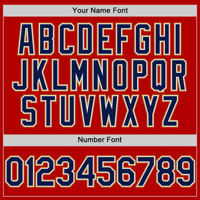 Custom Red Navy-Old Gold Line Authentic Baseball Jersey