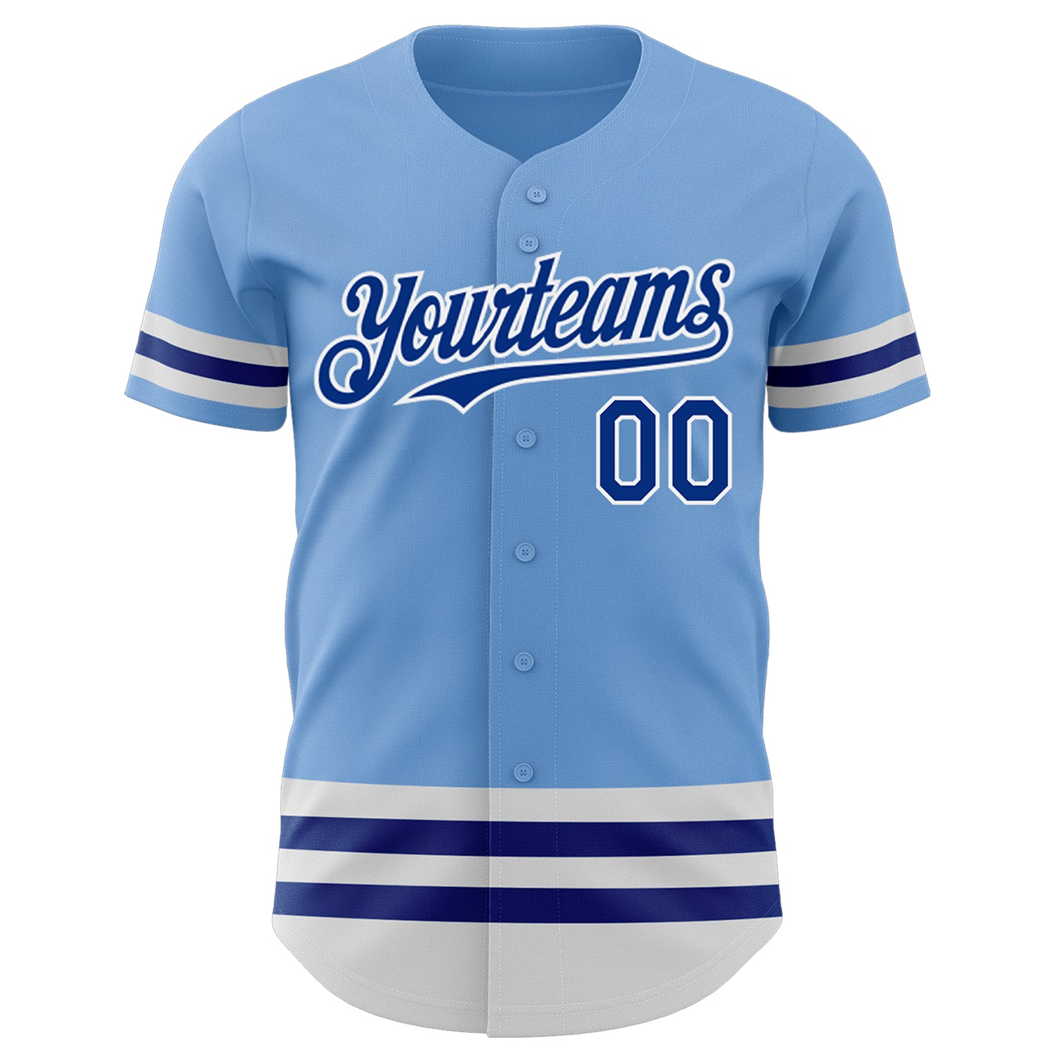 Custom Light Blue Royal-White Line Authentic Baseball Jersey