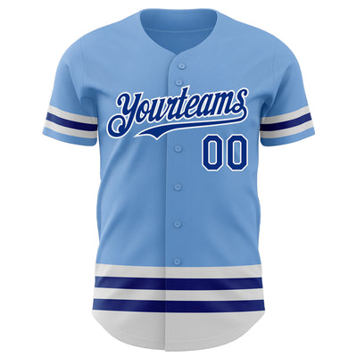 Custom Light Blue Royal-White Line Authentic Baseball Jersey