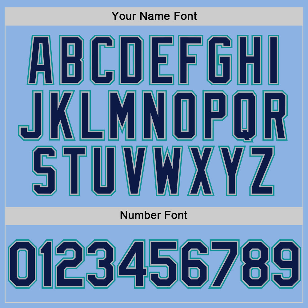 Custom Light Blue Navy Gray-Teal Line Authentic Baseball Jersey