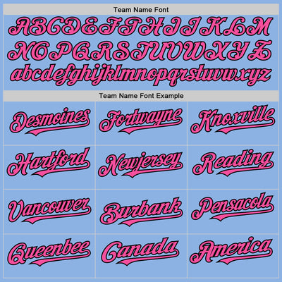 Custom Light Blue Pink-Black Line Authentic Baseball Jersey