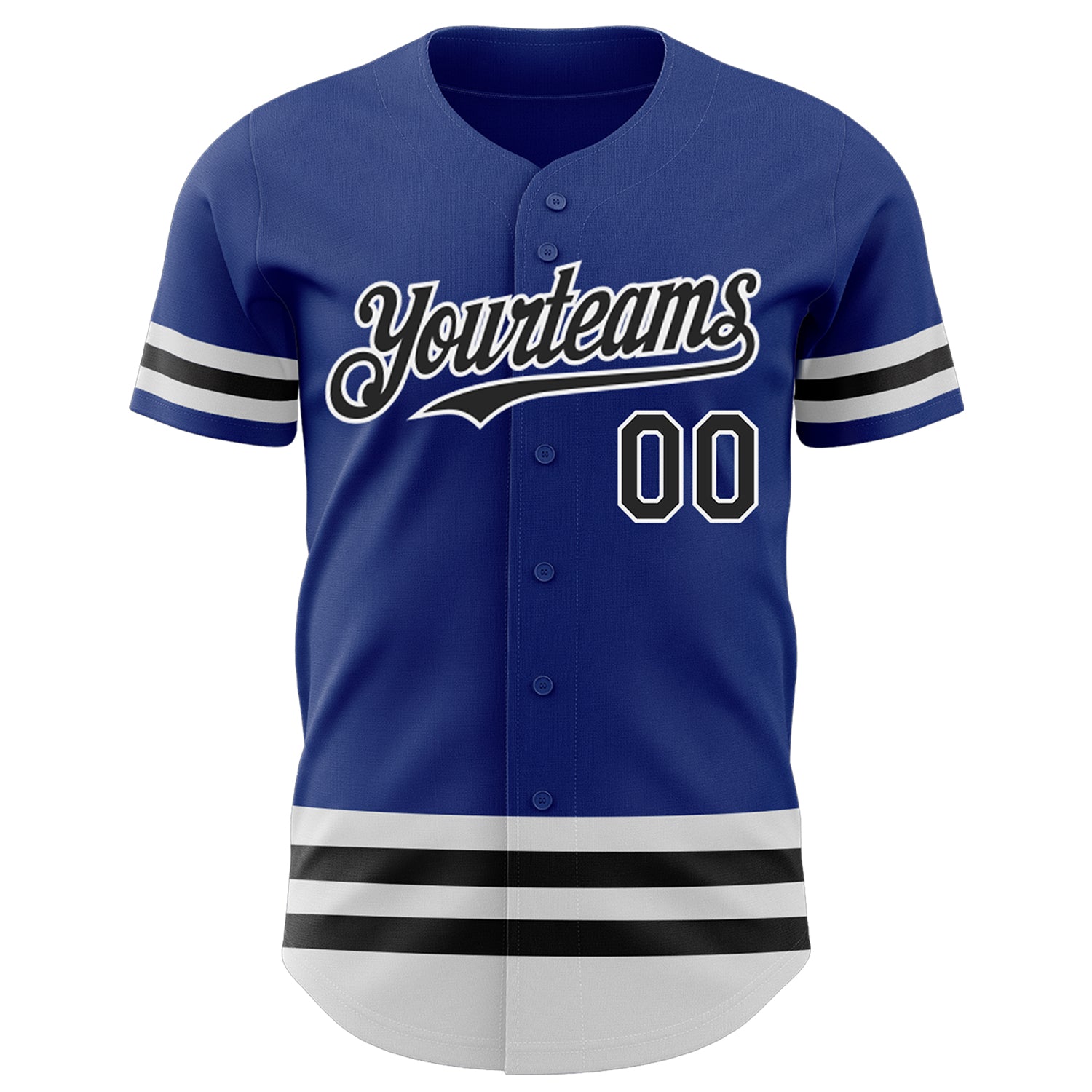 Custom Royal Black-White Line Authentic Baseball Jersey