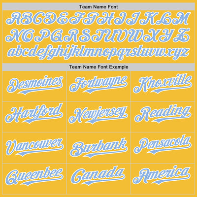 Custom Gold Light Blue-White Line Authentic Baseball Jersey