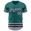 Custom Teal Gray-Navy Line Authentic Baseball Jersey
