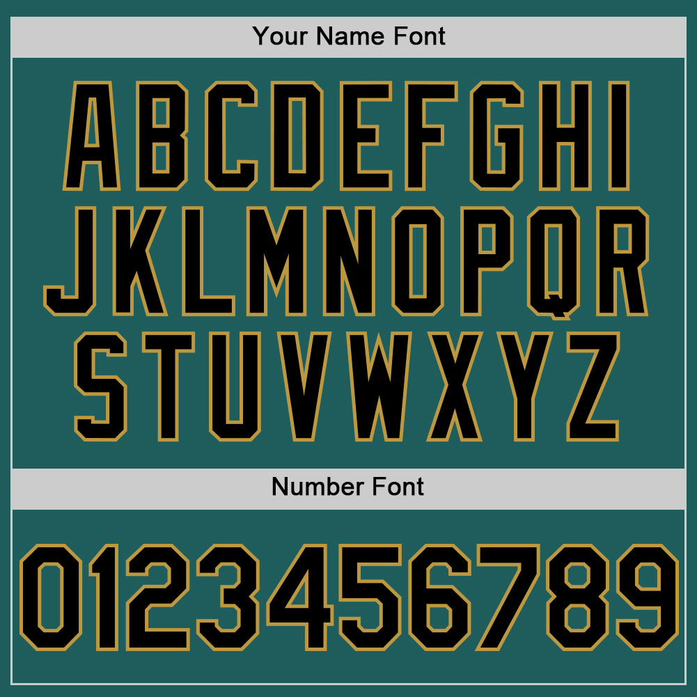 Custom Teal Black-Old Gold Line Authentic Baseball Jersey