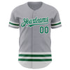 Custom Gray Kelly Green-White Line Authentic Baseball Jersey