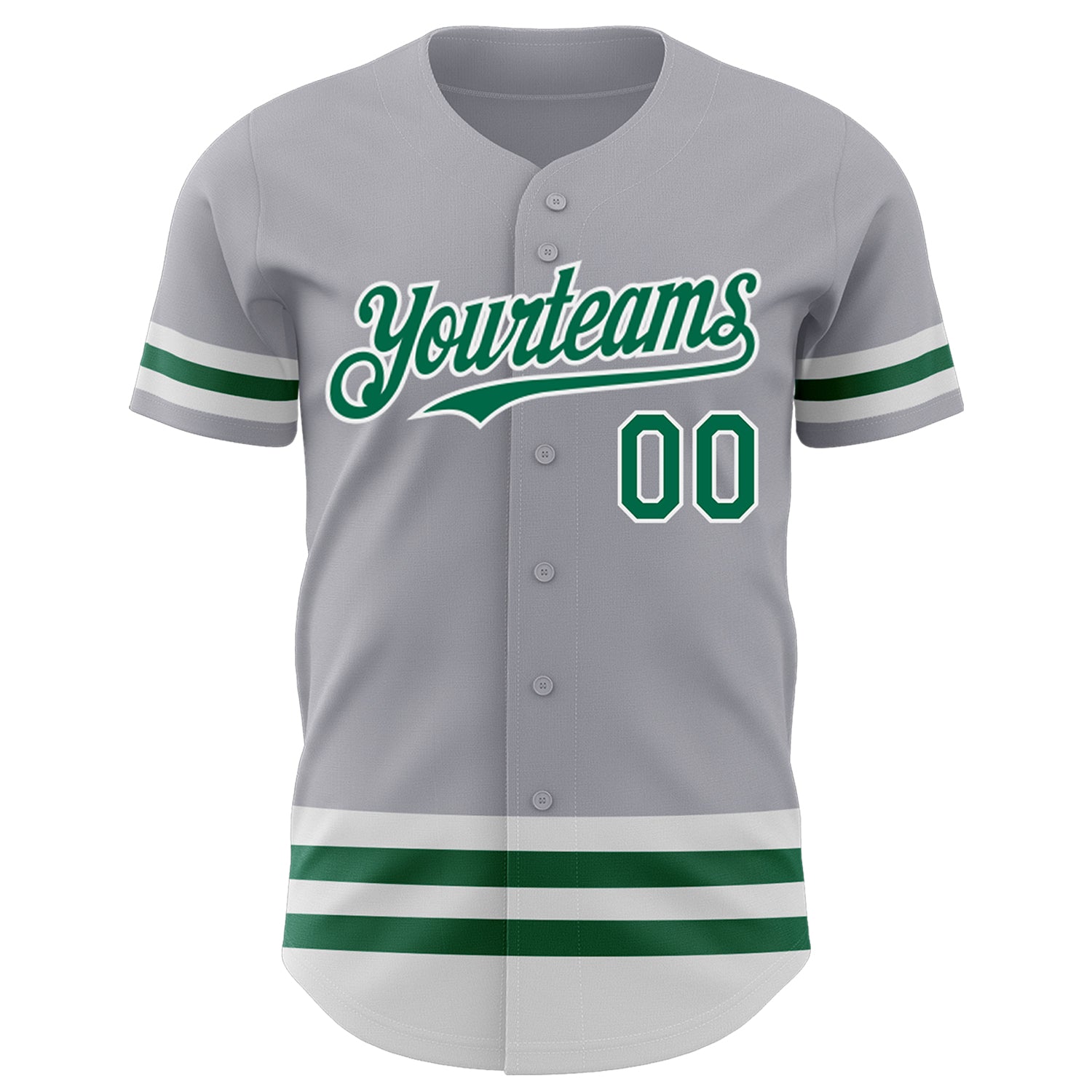 Custom Gray Kelly Green-White Line Authentic Baseball Jersey