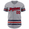 Custom Gray Red-Navy Line Authentic Baseball Jersey