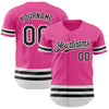 Custom Pink Black-White Line Authentic Baseball Jersey