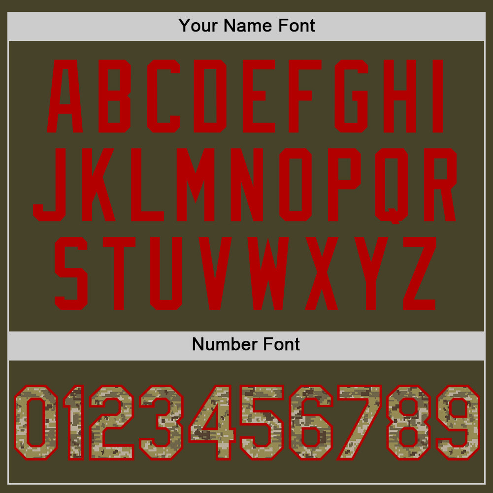 Custom Olive Camo Red-Cream Line Authentic Salute To Service Baseball Jersey