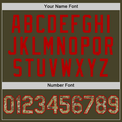 Custom Olive Camo Red-Cream Line Authentic Salute To Service Baseball Jersey