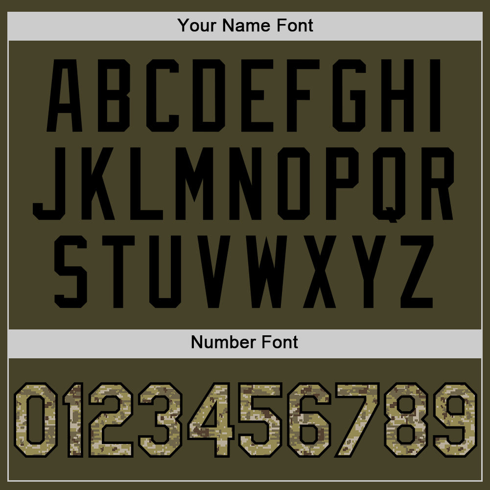 Custom Olive Camo Black-Cream Line Authentic Salute To Service Baseball Jersey