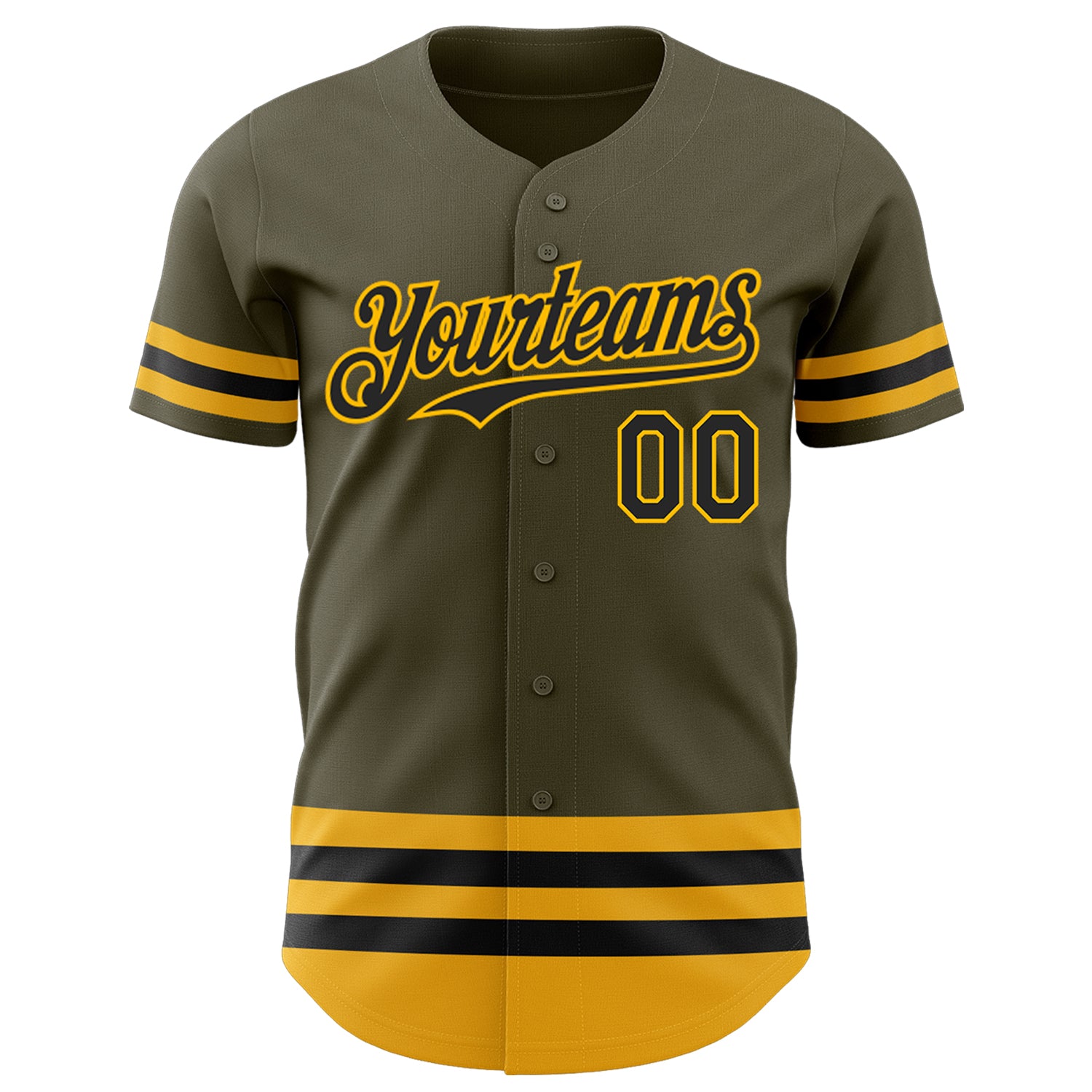 Custom Olive Black-Gold Line Authentic Salute To Service Baseball Jersey