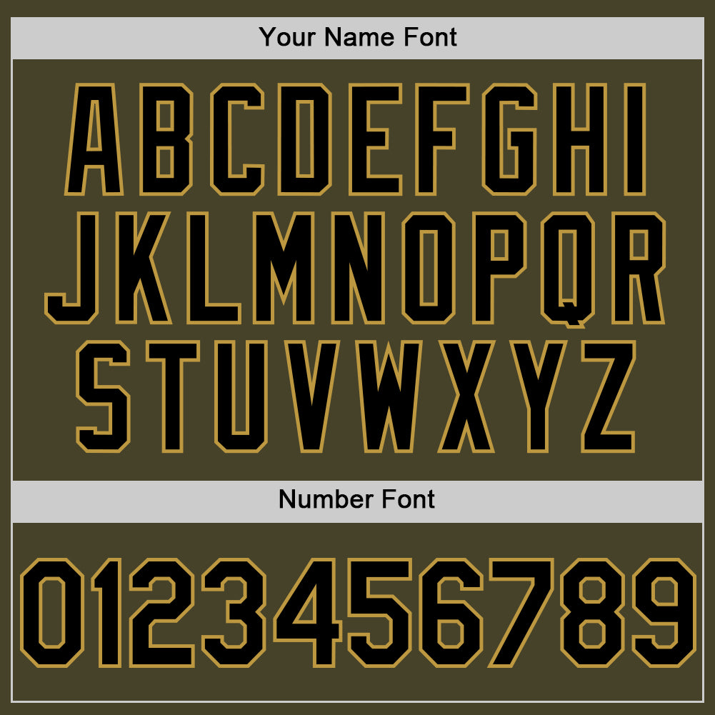 Custom Olive Black-Old Gold Line Authentic Salute To Service Baseball Jersey