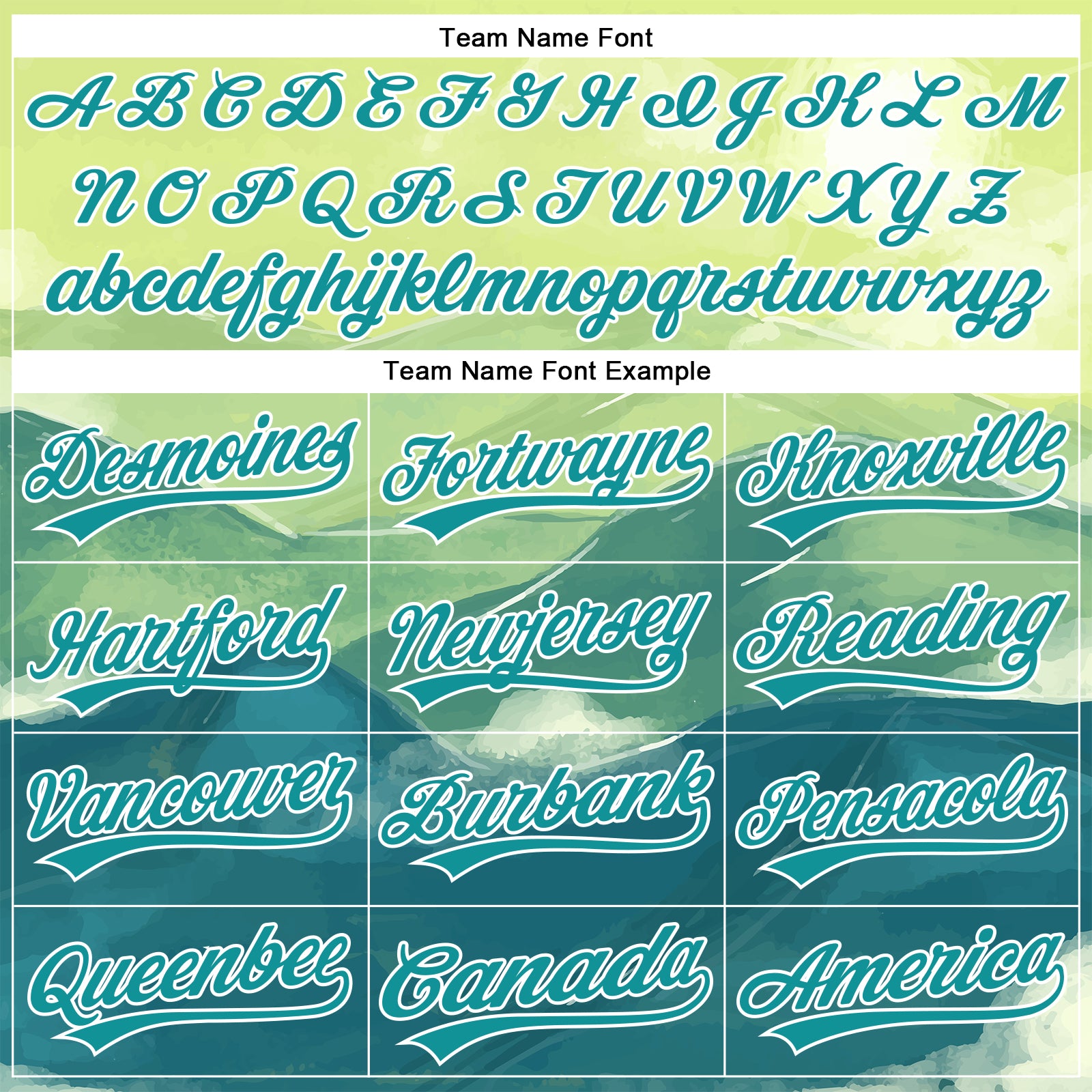 Custom Green Teal-White 3D Pattern Design Watercolor Mountains Authentic Baseball Jersey