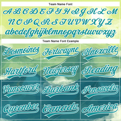 Custom Green Teal-White 3D Pattern Design Watercolor Mountains Authentic Baseball Jersey
