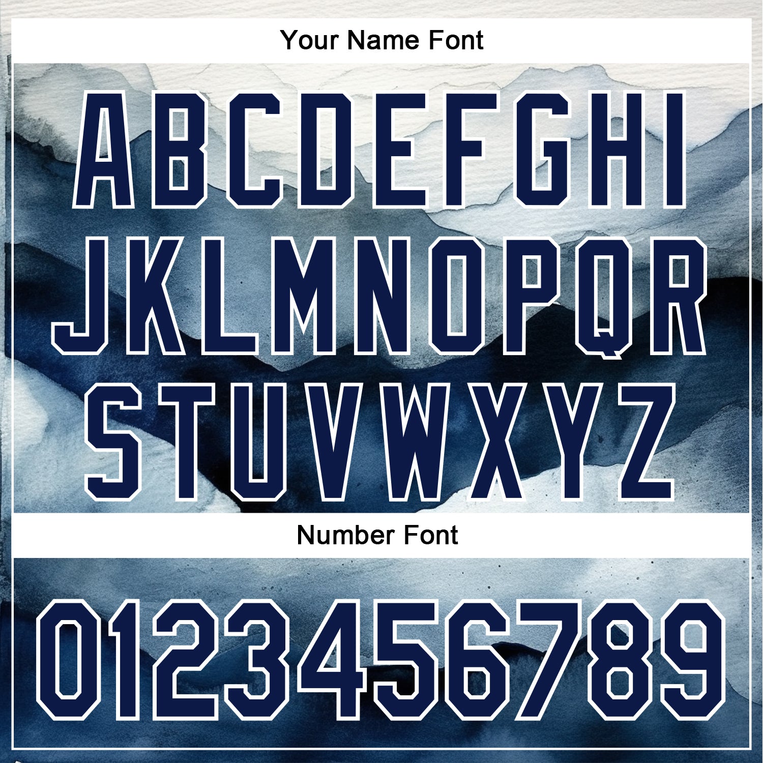 Custom White Navy 3D Pattern Design Watercolor Mountains Authentic Baseball Jersey