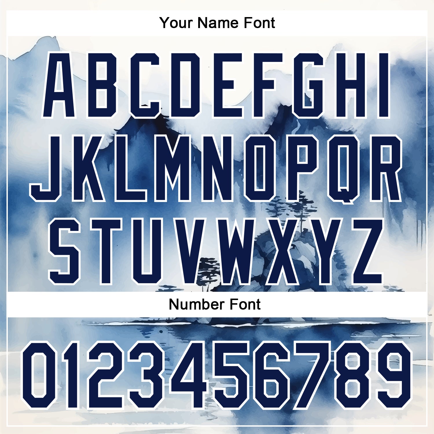 Custom White Navy 3D Pattern Design Abstract Watercolor Mountains Authentic Baseball Jersey