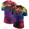 Custom Black Pink 3D Pattern Design Tropical Hawaii Palms Trees Performance T-Shirt
