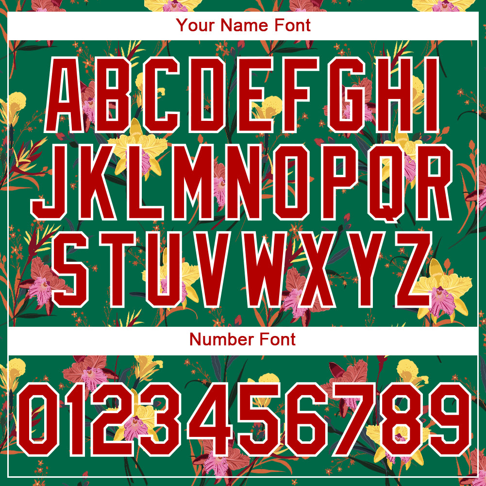 Custom Kelly Green Red-White 3D Pattern Design Flowers Performance T-Shirt