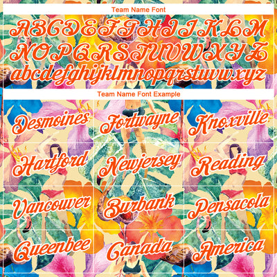 Custom White Orange 3D Pattern Design Tropical Hawaii Plant Performance T-Shirt