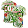 Custom White Red 3D Pattern Design Tropical Hawaii Plant With Bird Performance T-Shirt