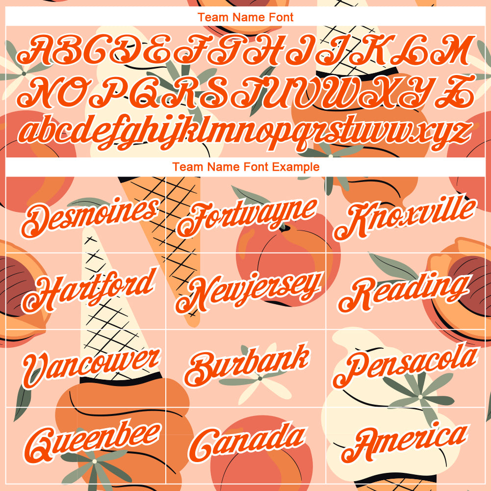 Custom Medium Pink Orange-White 3D Pattern Design Summer Holiday Ice Cream And Fruit Performance T-Shirt