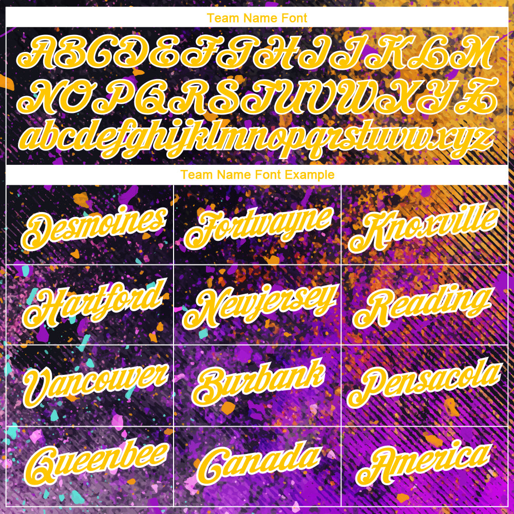 Custom Black Yellow-Purple 3D Pattern Design Holi Festival Color Powder Performance T-Shirt